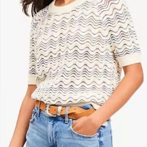 LOFT Wavy Stitch Raglan Sweater Tee Sz LP